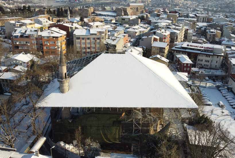 Kariye Camii koruma çatısı drone görünümü