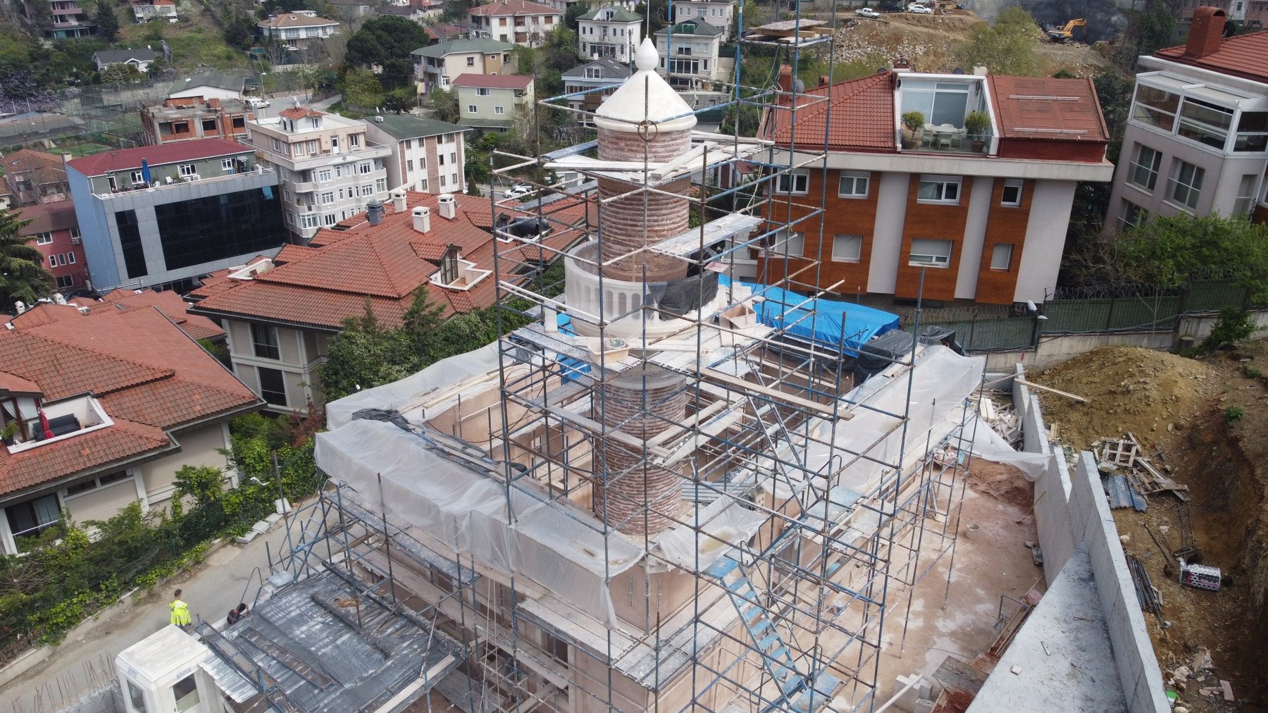 Fıstıklı Mescidi minare taş ve tuğla uygulaması